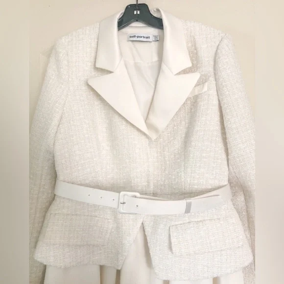 Self - Portrait Tailored Cream Color Boucle Mini Dress - Picture 8 of 16